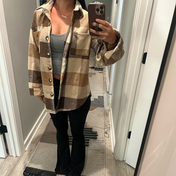 Plaid Button-Up Jacket - Picture 1 of 2